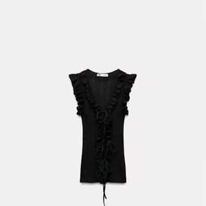 Zara Black Ruffled Blouse
